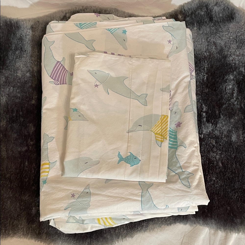 Pottery Barn Kids Dolphin Print Sheet Set
